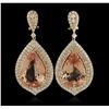 Image 1 : 14KT Rose Gold 24.62 Morganite and Diamond Earrings
