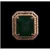 Image 2 : 12.59ct Emerald and Diamond Ring - 14KT Yellow Gold