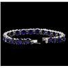 Image 3 : 31.89ctw Blue Sapphire and Diamond Bracelet - 14KT White Gold