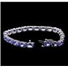 Image 3 : 16.60ctw Tanzanite and Diamond Bracelet - 14KT White Gold