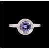 Image 2 : 1.25ct Tanzanite and Diamond Ring - 14KT White Gold