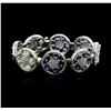 Image 1 : 14KT White Gold 21.00ctw Sapphire and Diamond Bracelet