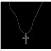 Image 2 : 0.45ctw Black Diamond Pendant and Rubber Cord - 18KT White Gold