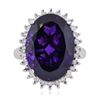 Image 2 : 14KT White Gold 11.10ct Amethyst and Diamond Ring