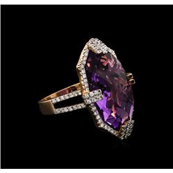 14.59ct Amethyst and Diamond Ring - 14KT Rose Gold