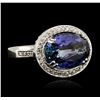 Image 1 : 14KT White Gold 5.81ct Tanzanite and Diamond Ring