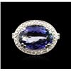 Image 2 : 14KT White Gold 5.81ct Tanzanite and Diamond Ring
