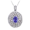 Image 1 : 14KT White Gold 2.27ct Tanzanite and Diamond Pendant With Chain