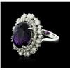 Image 1 : 14KT White Gold 8.11ct Amethyst and Diamond Ring