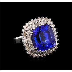 14KT White Gold 16.51ct GIA Cert Tanzanite and Diamond Ring