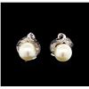 Image 1 : Pearl and Diamond Earrings - 18KT White Gold
