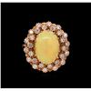 Image 2 : 4.22ct Opal and Diamond Ring - 14KT Rose Gold