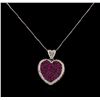 Image 1 : 1.42ctw Ruby and Diamond Pendant With Chain - 14KT White Gold