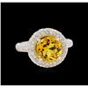 Image 1 : 14KT White Gold 2.70ct Citrine and Diamond Ring