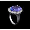 Image 4 : 8.58ct Tanzanite and Diamond Ring - 14KT White Gold