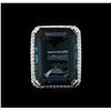 Image 2 : 28.82ct Blue Topaz and Diamond Ring - 14KT White Gold