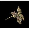 Image 2 : 1.86ctw Multi Gemstone and Diamond Pin - 18KT Yellow Gold