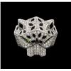 Image 2 : 0.95ctw Diamond and Chrome Diopside Ring - 18KT White Gold