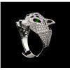 Image 4 : 0.95ctw Diamond and Chrome Diopside Ring - 18KT White Gold