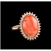Image 1 : 8.75ct Coral and Diamond Ring - 14KT Rose Gold
