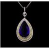 Image 1 : 18KT White Gold GIA Certified 69.66ct Tanzanite and Diamond Pendant With Chain
