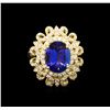 Image 2 : 4.12ct Tanzanite and Diamond Ring - 14KT Yellow Gold