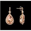 Image 2 : 18.58ctw Morganite and Diamond Earrings - 14KT Rose Gold