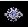 Image 2 : 14KT White Gold 1.43ct Tanzanite, Sapphire and Diamond Ring
