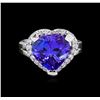 Image 2 : 6.60ctw Tanzanite and Diamond Ring - 14KT White Gold