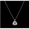 Image 2 : 11.38ct Tanzanite and Diamond Pendant With Chain - 14KT White Gold