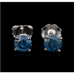 14KT White Gold 0.97ctw Fancy Blue Diamond Stud Earrings