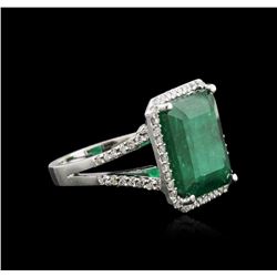 14KT White Gold 9.35ct Emerald and Diamond Ring