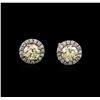 Image 1 : 1.90ctw Fancy Light Yellow Diamond Earrings - 18KT White Gold