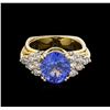 Image 2 : 6.35ct Tanzanite and Diamond Ring - 14KT Yellow Gold