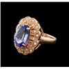 Image 1 : 14KT Rose Gold 5.34ct Tanzanite and Diamond Ring