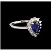 Image 1 : 1.25ct Sapphire and Diamond Ring - 18KT White Gold