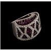 Image 1 : 11.16ctw Ruby and Diamond Ring - 18KT White Gold