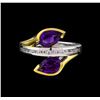 Image 2 : Crayola 2.20ctw Amethyst and White Sapphire Ring - .925 Silver