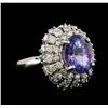 Image 1 : 14KT White Gold 4.02ct Tanzanite and Diamond Ring