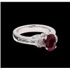 Image 1 : 1.26ct Ruby and Diamond Ring - 18KT White Gold