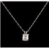 Image 1 : 1.01ct Diamond Solitaire Pendant With Chain - 14KT White Gold