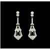 Image 1 : 3.10ctw Blue Sapphire and Diamond Dangle Earrings  - 18KT White Gold