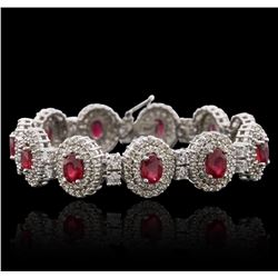 14KT White Gold 10.89ctw Ruby and Diamond Bracelet