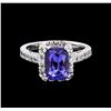 Image 2 : 3.30ct Tanzanite and Diamond Ring - 14KT White Gold