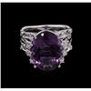 Image 2 : 7.83ct Amethyst and Diamond Ring - 14KT White Gold