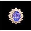 Image 2 : 5.47ct Tanzanite and Diamond Ring - 14KT Rose Gold