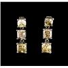 Image 1 : 3.29ctw Fancy Yellow Diamond Earrings - 18KT White Gold