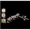 Image 2 : 3.29ctw Fancy Yellow Diamond Earrings - 18KT White Gold