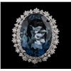 Image 2 : 14KT White Gold 22.83ct Topaz and Diamond Ring