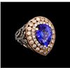 Image 1 : 7.31ct Tanzanite and Diamond Ring - 14KT Rose Gold